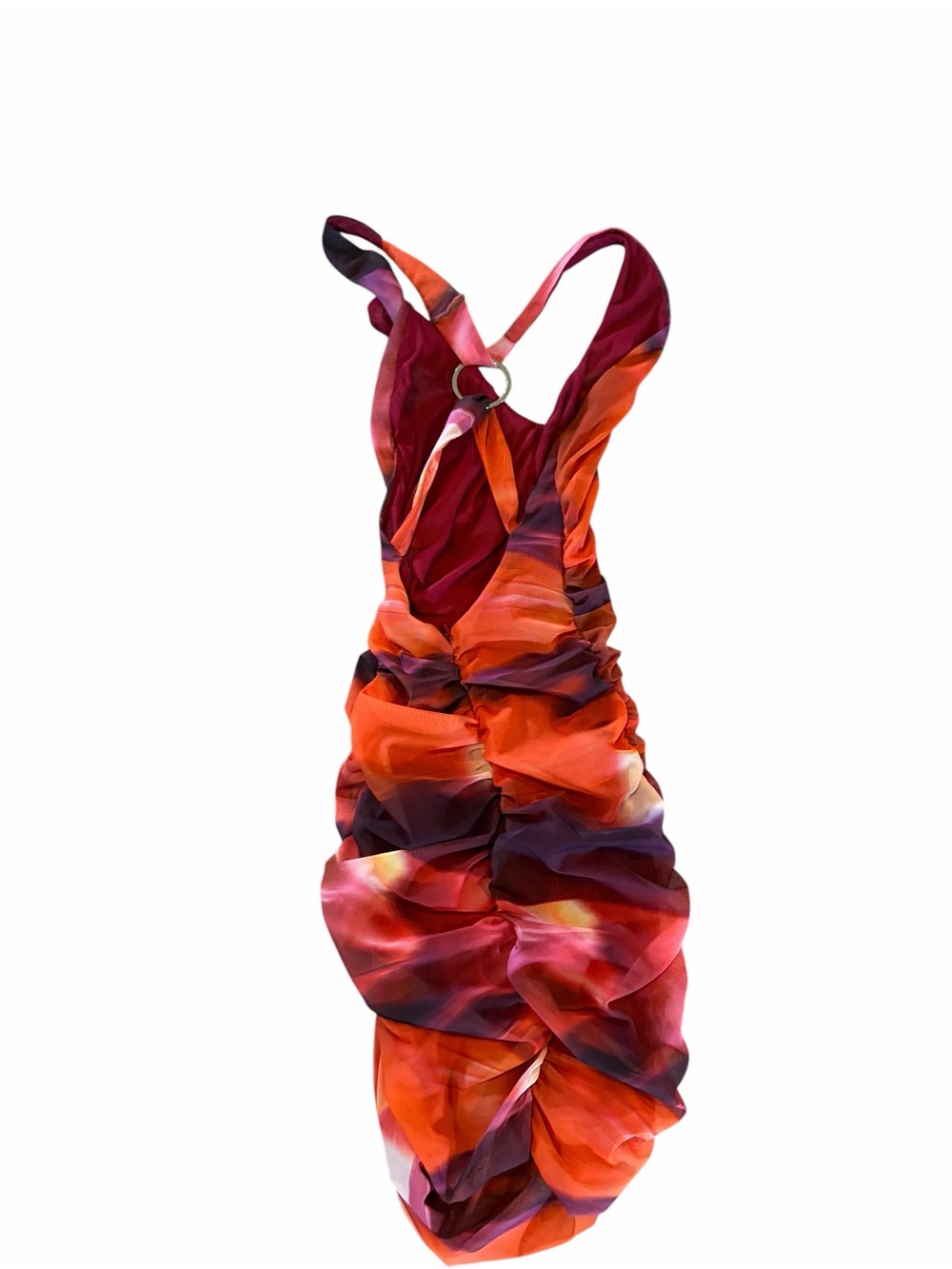 OH POLLY Out Of This World Crossover Ruched Mesh Mini Dress - Picture 7 of 10